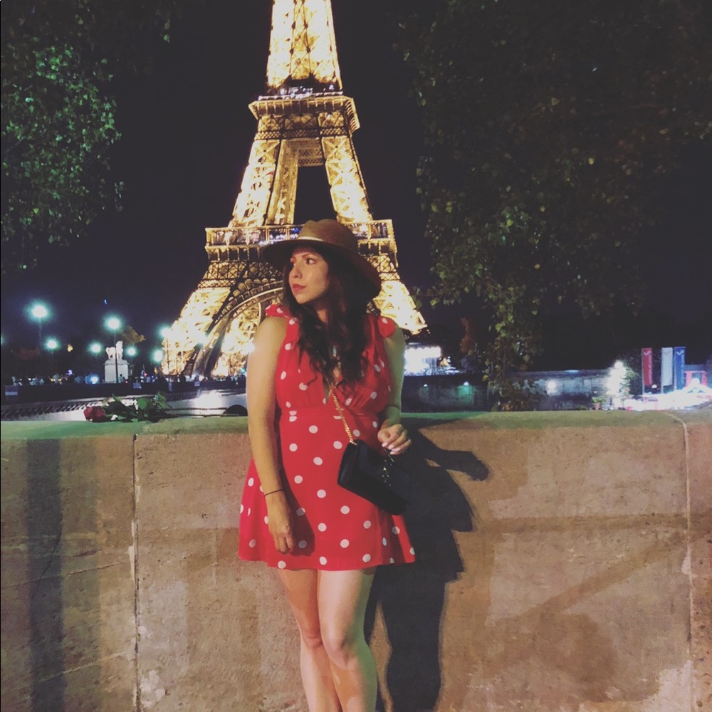 Red polka dot dress